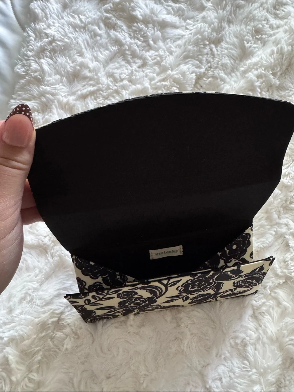 Vera Bradley Bubbly Flowers Black Foldable Sunglasses Eyeglasses Case